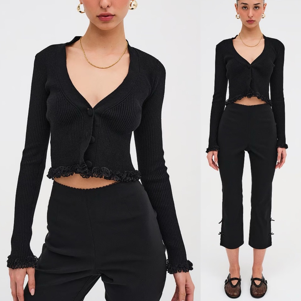 For Love And Lemons Black Cardigan Sweater